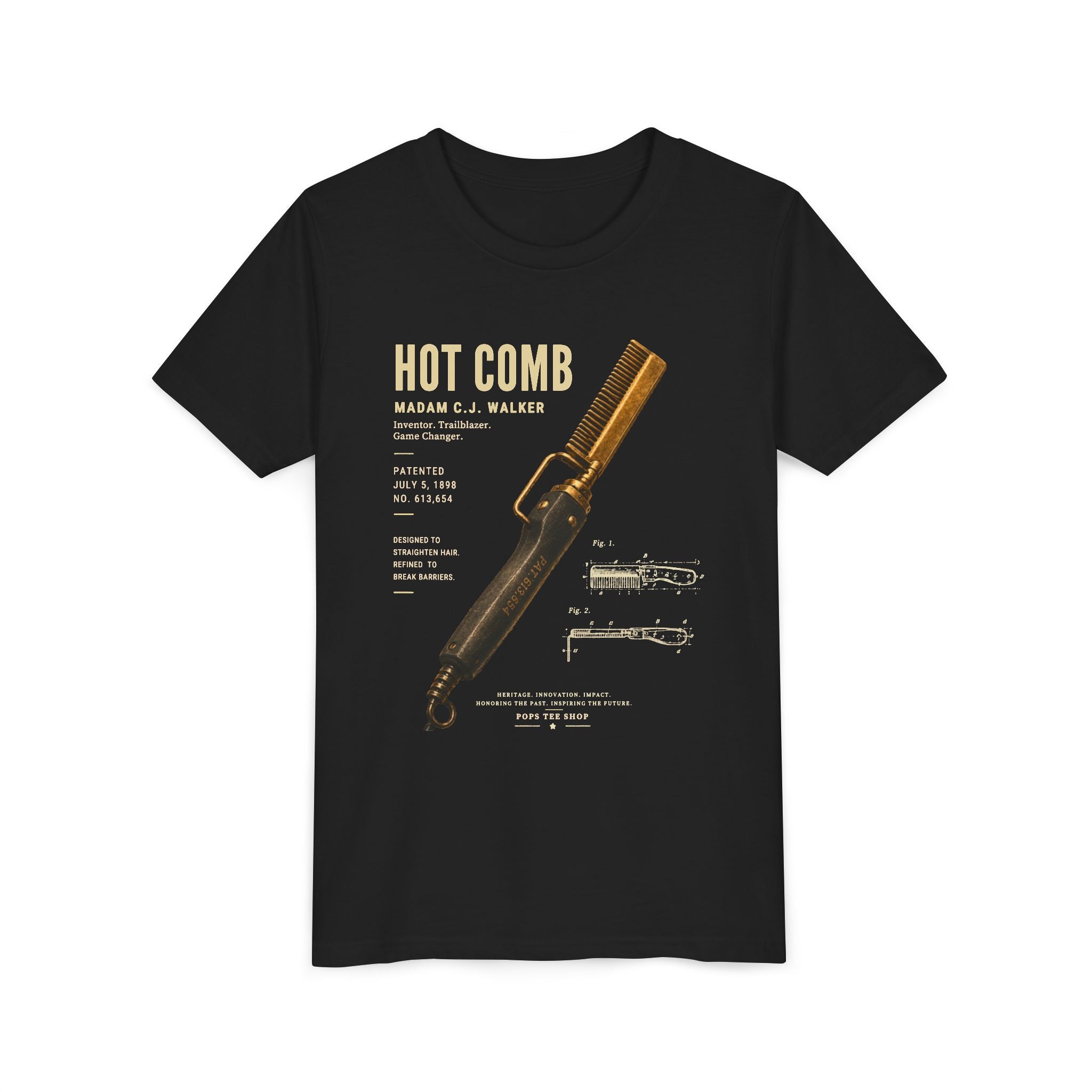 Madam C.J. Walker Hot Comb Youth Blueprint Tee