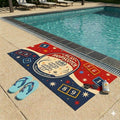 Play Hopscotch Beach Towel — Retro Chalk Number Squares, Red Navy Cream